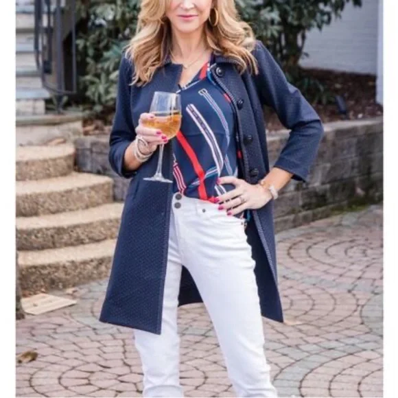 CAbi Two Piece Matching Set Jacket and Pants Navy Dot Print Women's Small - Picture 5 of 15